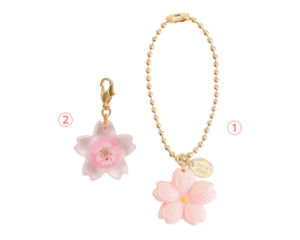 ① Japanese sweets keychain - weeping cherry blossoms ② Candy charm - Sakura