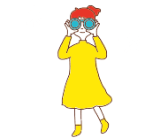 望遠鏡を覗いている女の子のイラスト