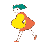 ハートを持つ女の子のイラスト