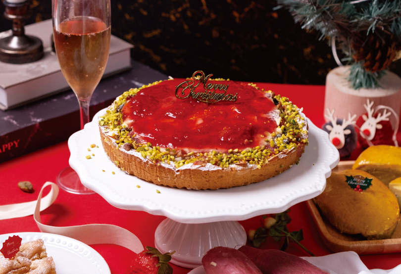 Sweet potato and matcha strawberry tart