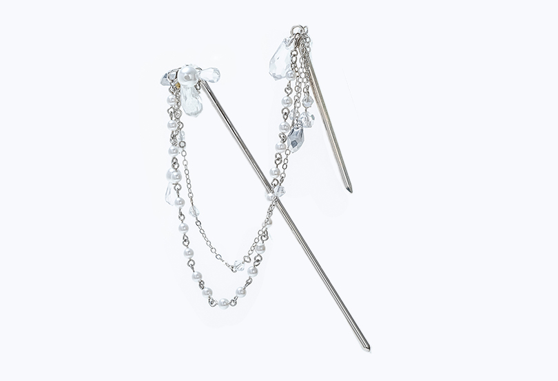 crystal pearl double hairpin