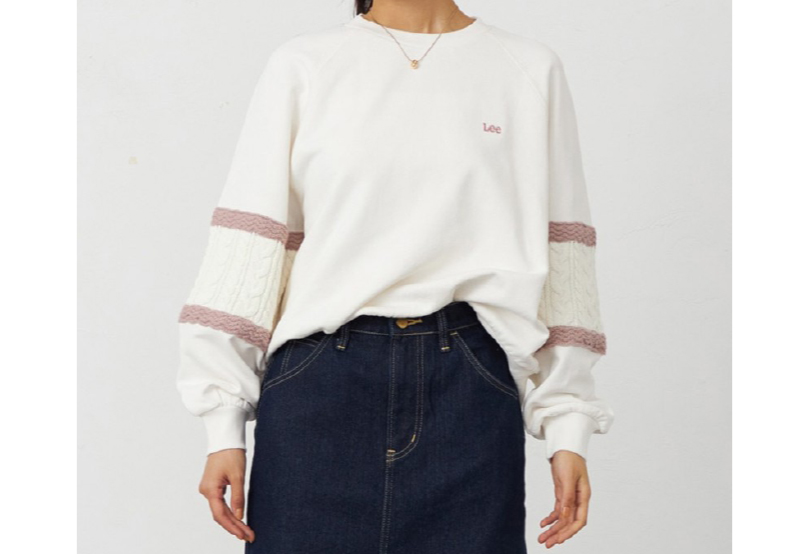 Knit panel sleeve sweatshirt